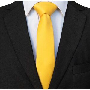 Yellow 2.4“ Solid Color Skinny Tie Business Wedding Necktie for Men(6cm)
